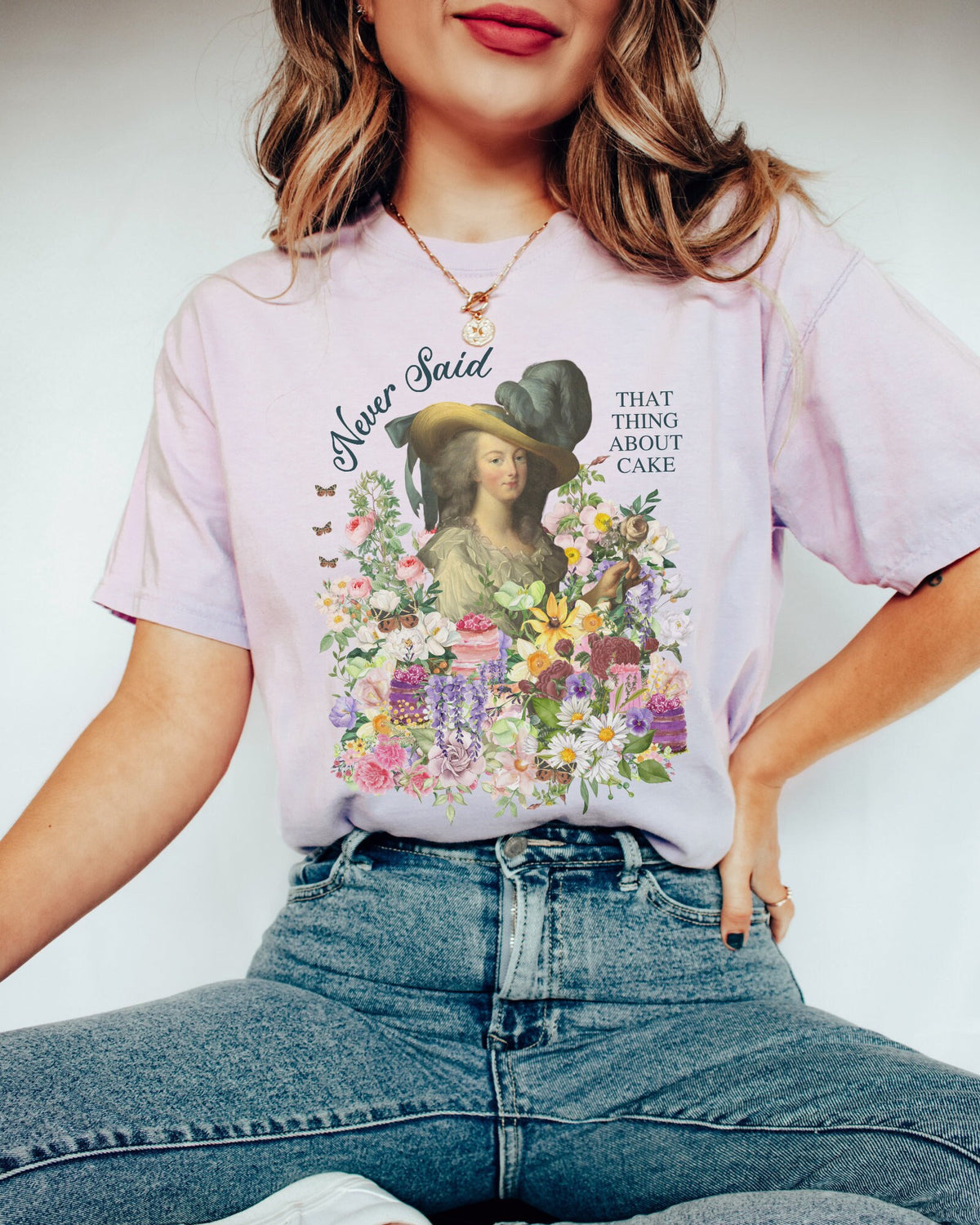 Floral Art History Tee Shirt Never Said That Thing About Cake Marie Antoinette Shirt with Flowers for French History Professor or Major Graphic Tee – Feel-Good Design · Top Pick For Any Outfit