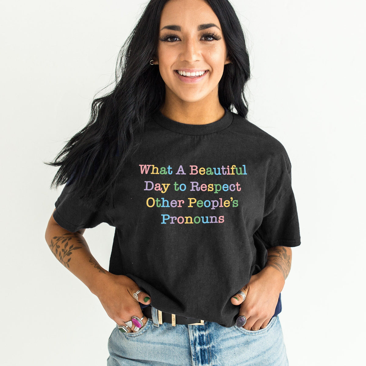 What A Beautiful Day to Respect Other People39s Pronouns Shirt Pride Month Shirt Pronouns TShirt Colourful Pride Shirt LGBTQ TShirt Graphic Tee – Easygoing Wear · Top Pick For Any Outfit