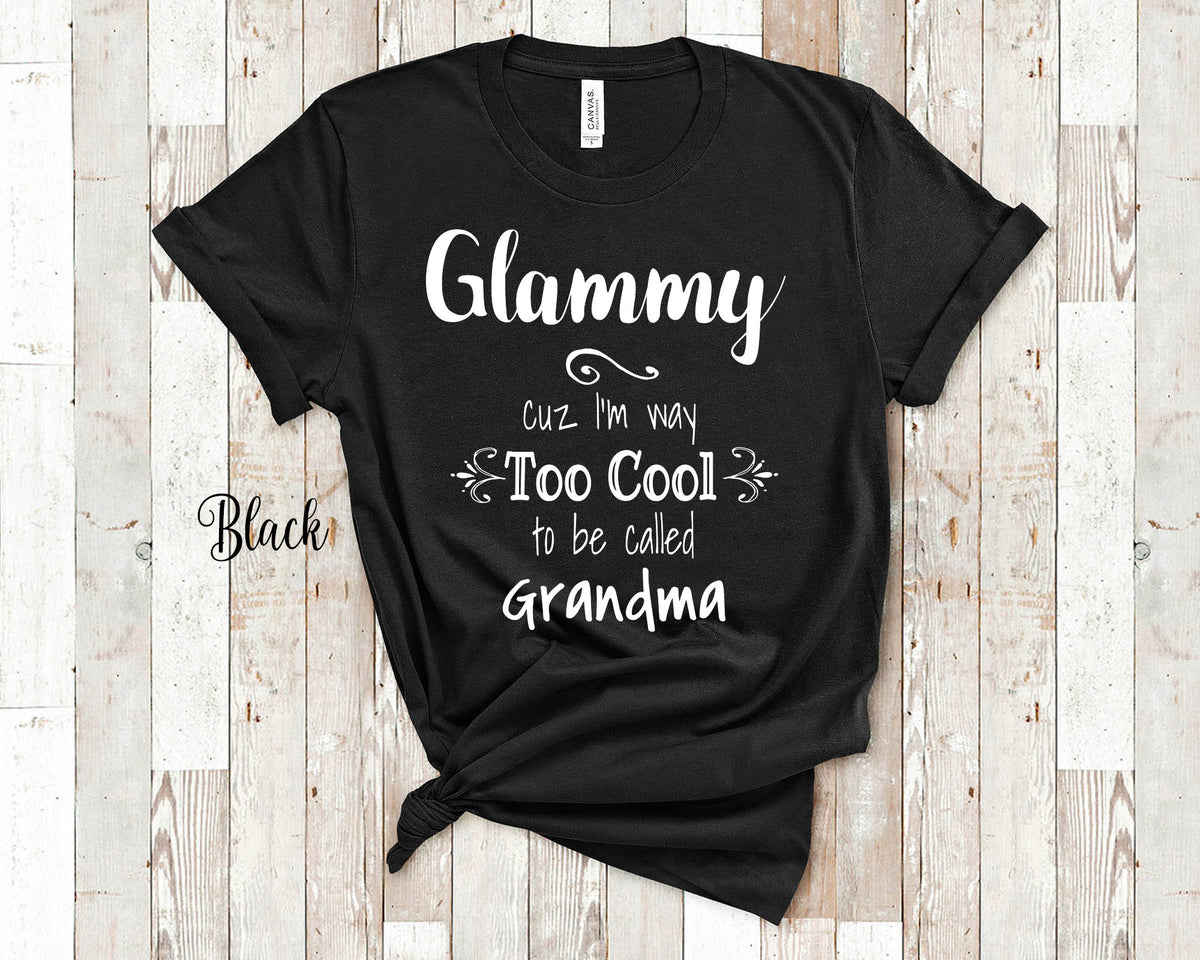 Too Cool Glammy Grandma Tshirt Special Grandmother Gift Idea for Mother39s Day Birthday Christmas or Pregnancy Reveal Announcement Graphic Tee – Everyday Comfort · Must-Have Style