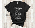 Too Cool Yaya Grandma Tshirt Greece Greek Grandmother Gift Idea for Mother39s Day Birthday Christmas or Pregnancy Reveal Announcement Graphic Tee – Premium Graphic · Trending Graphic Apparel