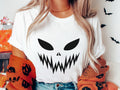 Creepy Spooky Jack O Lantern Pumpkin Carving Halloween T shirt for Women Womens Fun Spooky Season Halloween Pumpkin Tee Shirt Gift for Her Graphic Tee – Everyday Comfort · Great Gift For Fans