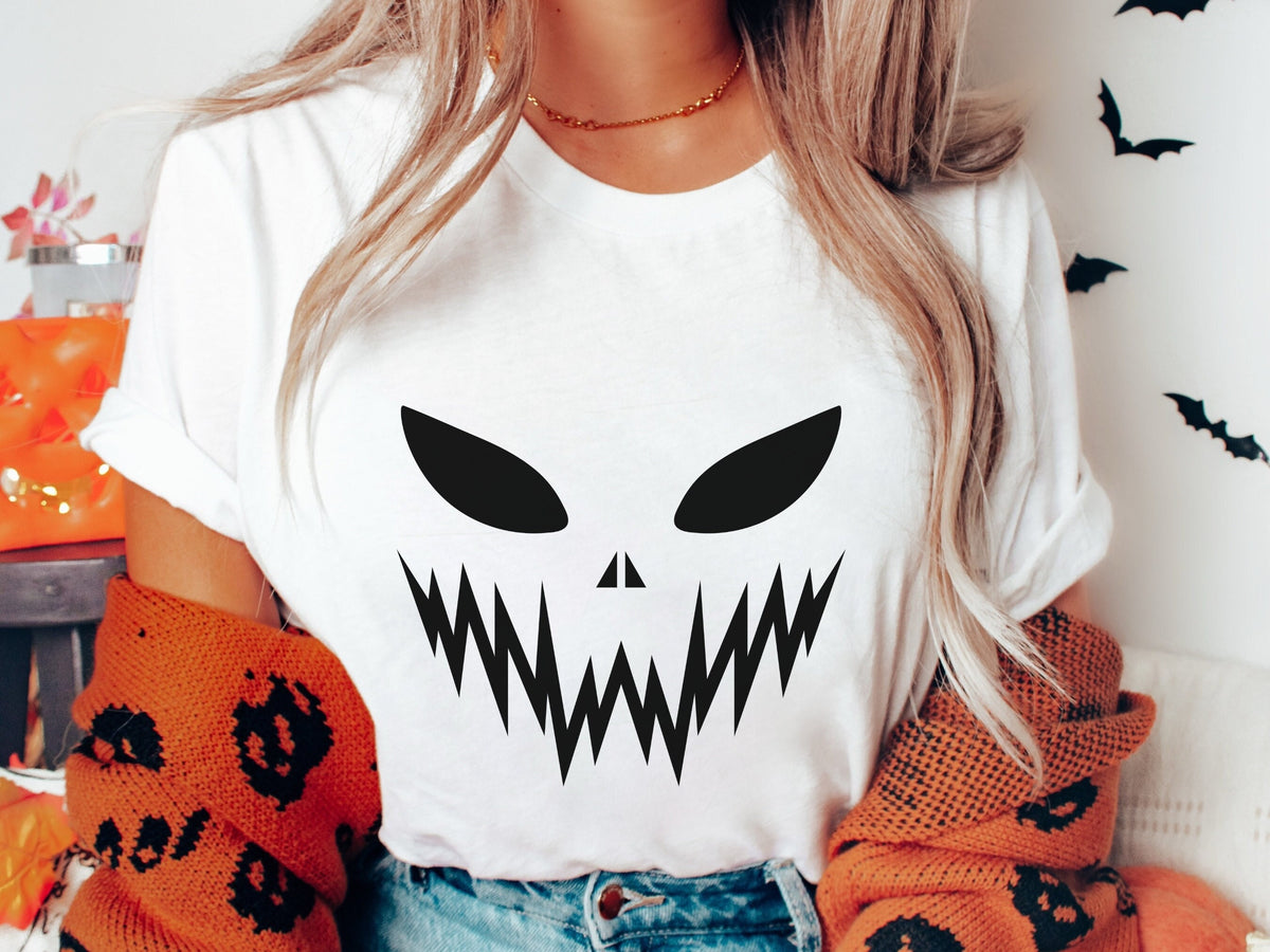 Creepy Spooky Jack O Lantern Pumpkin Carving Halloween T shirt for Women Womens Fun Spooky Season Halloween Pumpkin Tee Shirt Gift for Her Graphic Tee – Everyday Comfort · Great Gift For Fans