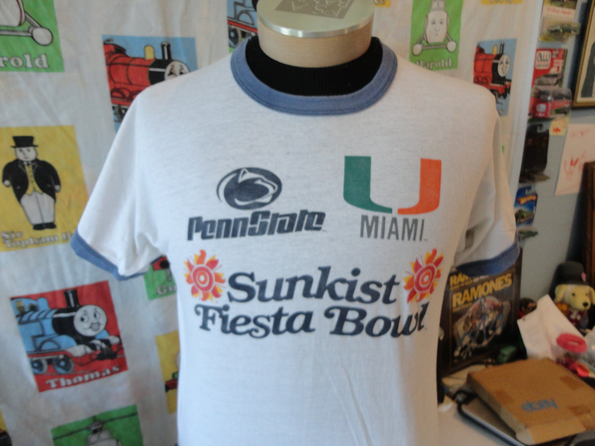 Vintage 8039s Penn State Nittany Lions Vs Miami Hurricanes Sunkist Fiesta Bowl Football T shirt M Graphic Tee – Fan Favorite · Great Gift For Fans
