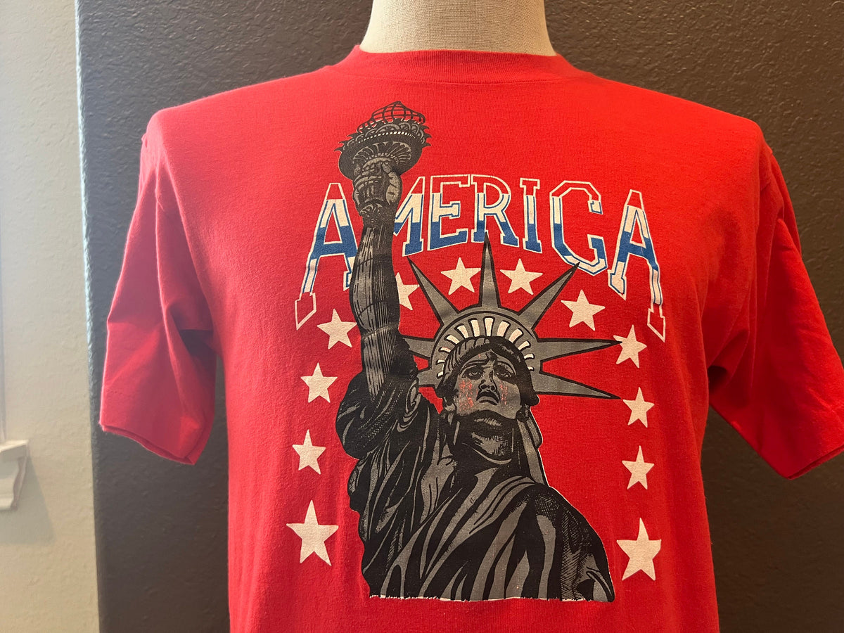 Vintage 8039s America Statue of Liberty Red T Shirt Size L Graphic Tee – Cozy Vibes · Must-Have Style