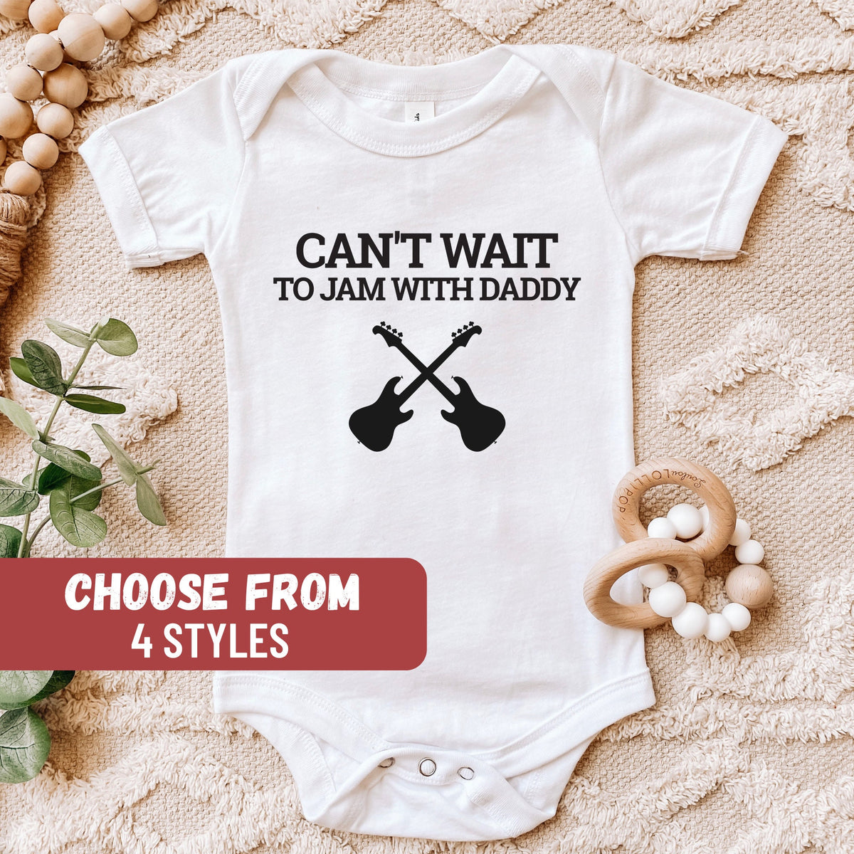 Guitar Baby Bodysuit Funny Baby Bodysuit Baby Announcement Dad Gift Father39s Day Gift Can39t Wait To Jam With Daddy Guitar Baby Bodysuit Graphic Tee – Soft Feel · Great Gift For Fans