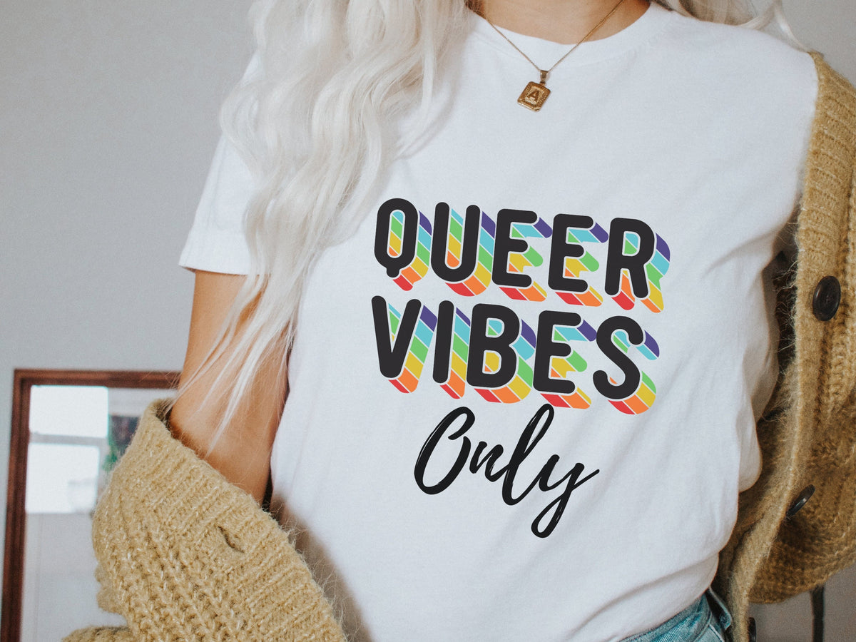 Queer Vibes Cute Rainbow Pride LGBTQIA Unisex T shirt Funny Pride Month Shirt Gender Neutral T Shirt LGBTQ Shirts LGBT Gift Trans Pride Graphic Tee – Cozy Vibes · Must-Have Style