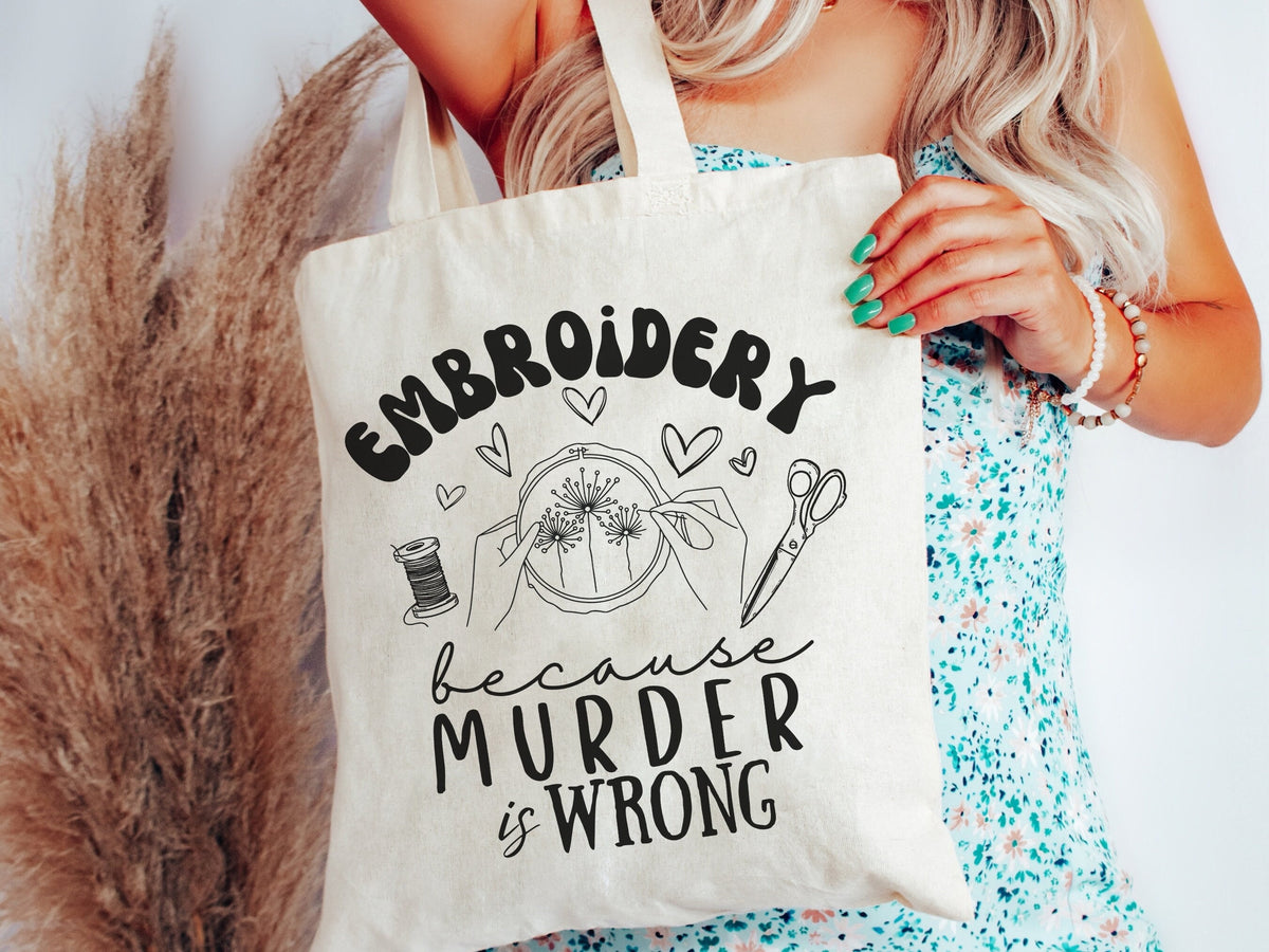Funny Embroidery Cotton Canvas Tote Bag Farmers Market Bag Sewing Supply Bag Gift for Her Crafting Storage Bag Cute Crafty Shopping Tote Tote Bag – Feel-Good Design · Great Gift For Fans