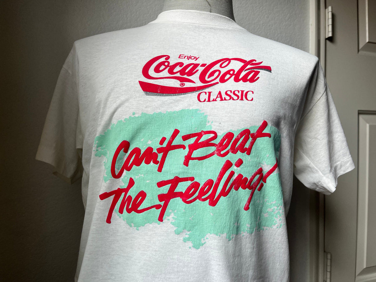 Vintage 8039s CocaCola Can39t Beat The Feeling White T Shirt Size M Graphic Tee – Aesthetic Look · High-Quality Print