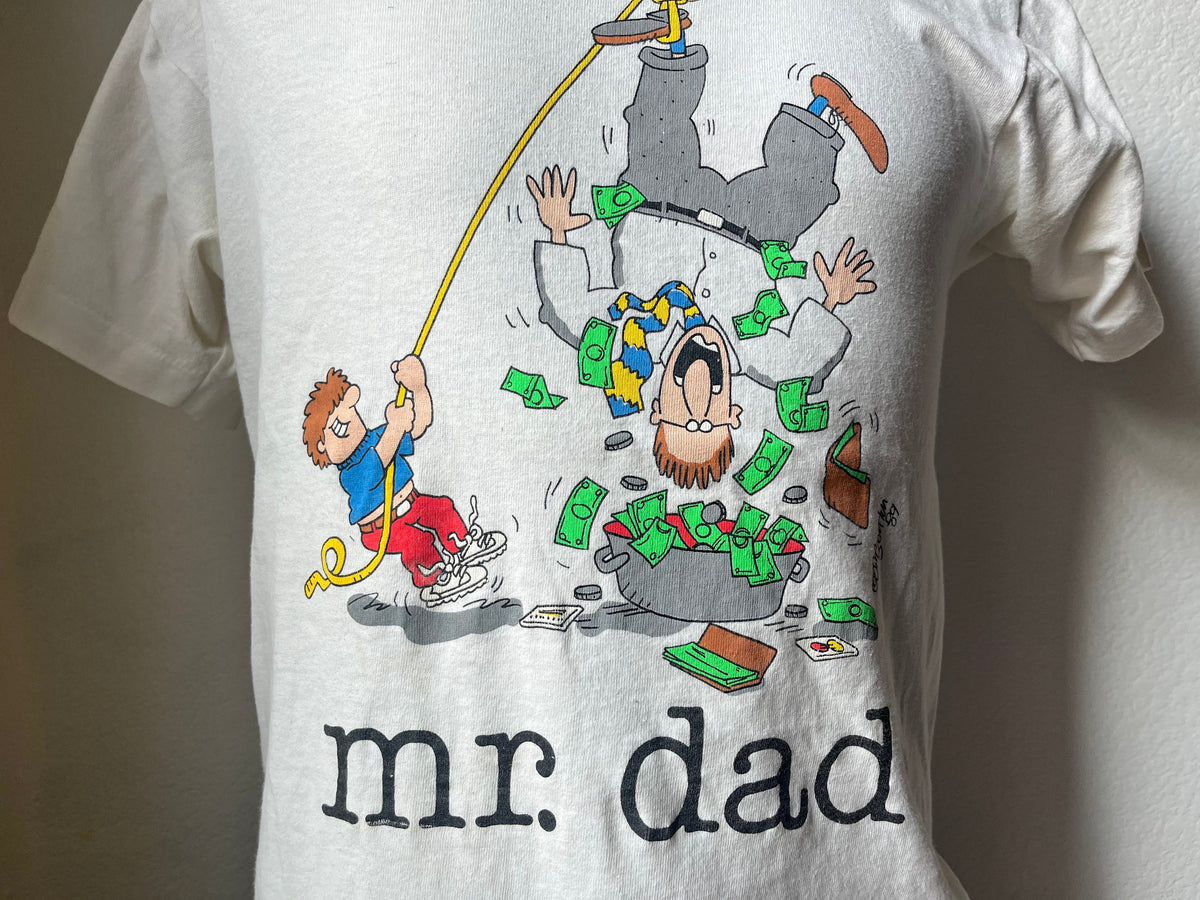 Vintage 9039s Mr Dad Funny Father39s Day White T Shirt Size M Graphic Tee – Feel-Good Design · High-Quality Print