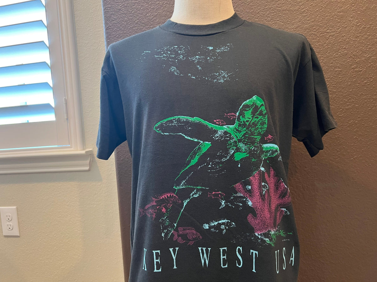 Vintage 9039s Key West Florida USA Sea Turtle Black T Shirt Size L Graphic Tee – Everyday Comfort · Perfect For Daily Wear