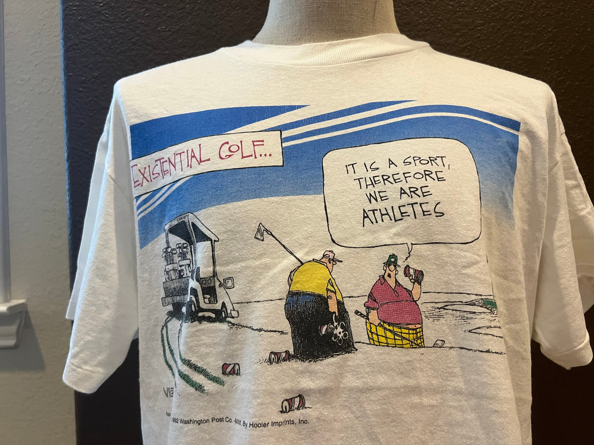 Vintage 9039s Existential Golf Cartoon The Washington Post White T Shirt Size L Graphic Tee – Fan Favorite · Must-Have Style