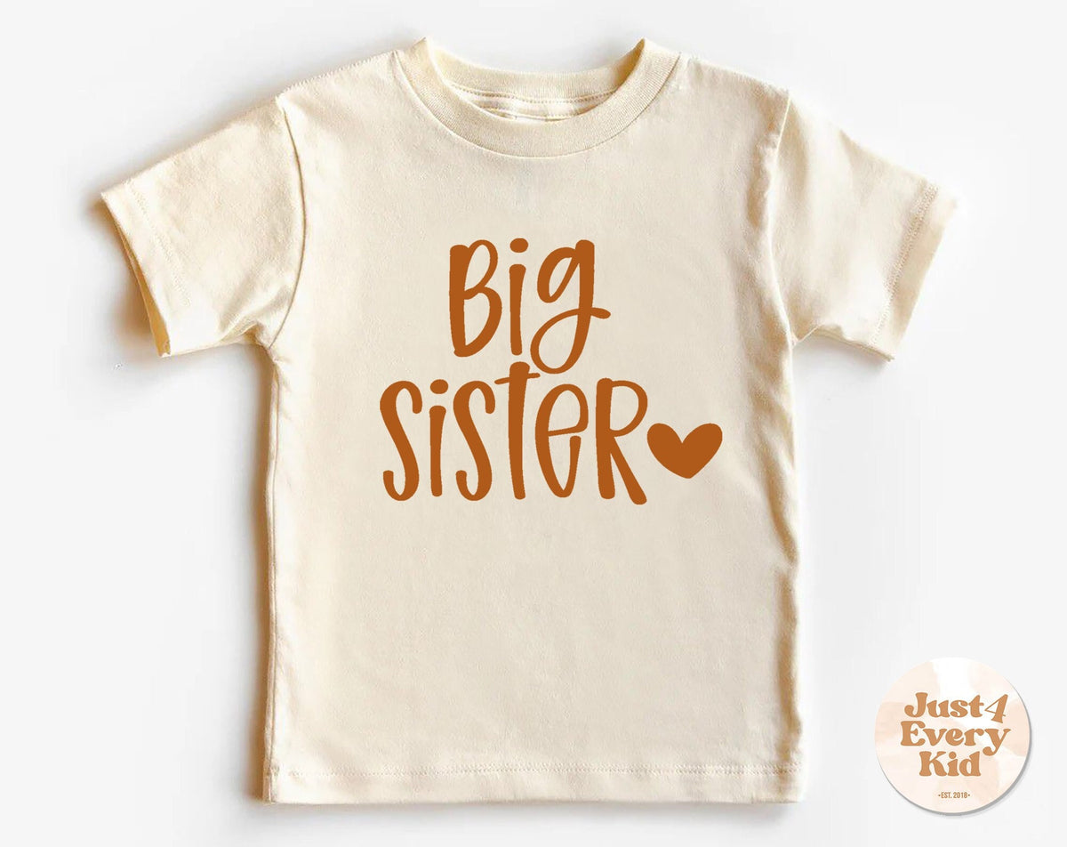 Retro Big Sister Toddler Shirt Natural Big Sister Toddler Tee Sibling Kids Shirt Cute Retro Big Sis Kids Shirt regnancy Announcement Tee Graphic Tee – Warm & Stylish · Trending Graphic Apparel