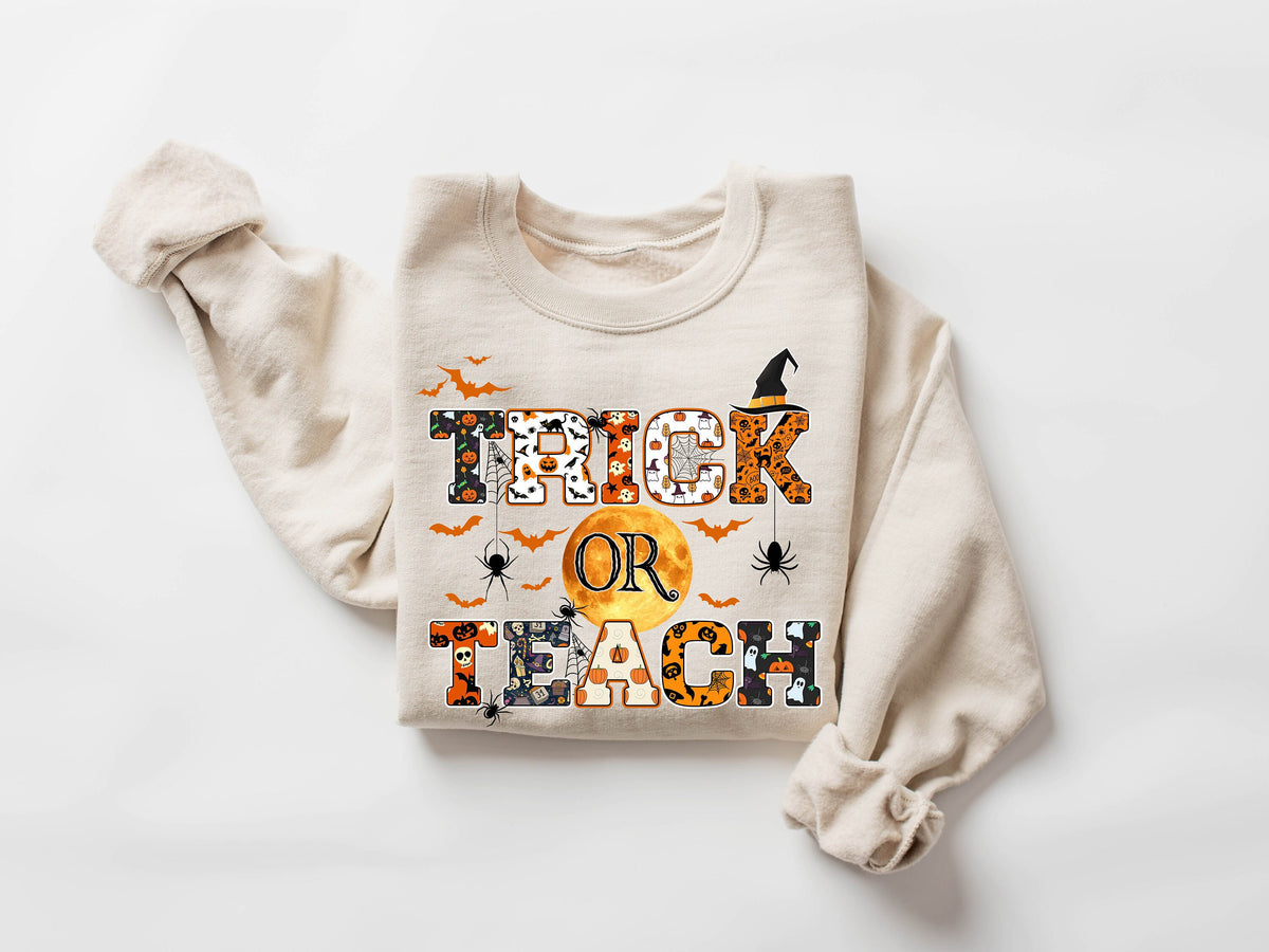 Halloween Teacher TShirt Trick Or Teach Shirt Spooky Teacher Gift Funny Halloween Tee Fall Teacher Shirt Teacher Appreciation Gift Graphic Tee – Aesthetic Look · High-Quality Print