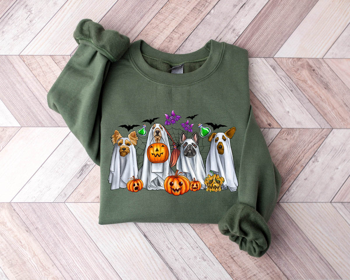 Halloween Sweatshirt Halloween Ghost Ghost Sweatshirt Halloween Dog Sweatshirt Ghost Dog Shirt2023 Happy Halloween Retro Spooky Season Sweatshirt – Feel-Good Design · Perfect For Daily Wear