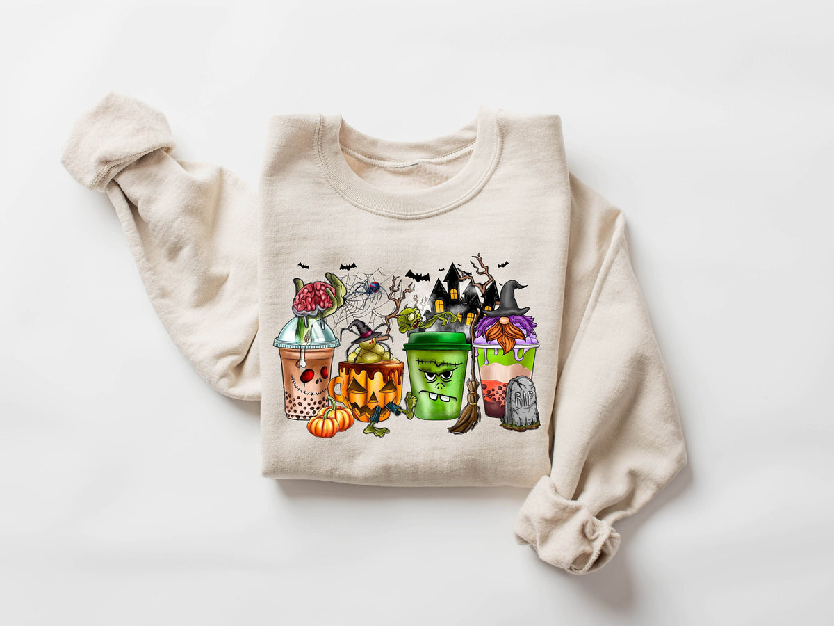 Skeleton Coffee Cups Sweatshirt Coffee Cups Sweatshirt Gnomes Coffee Cup Sweatshirt Gnomes Halloween Sweatshirt Coffee Lover Sweatshirt Sweatshirt – Premium Graphic · Perfect For Daily Wear