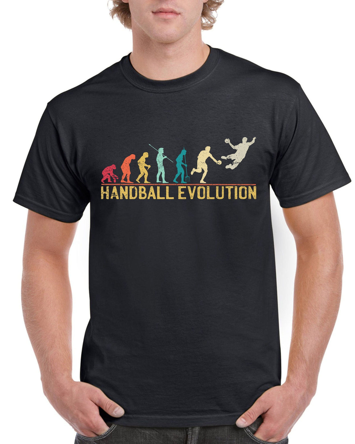 Top Gift TShirt for Dad Evolution of Handball Sports Cotton Comfort Graphic Tee – Feel-Good Design · Perfect For Daily Wear