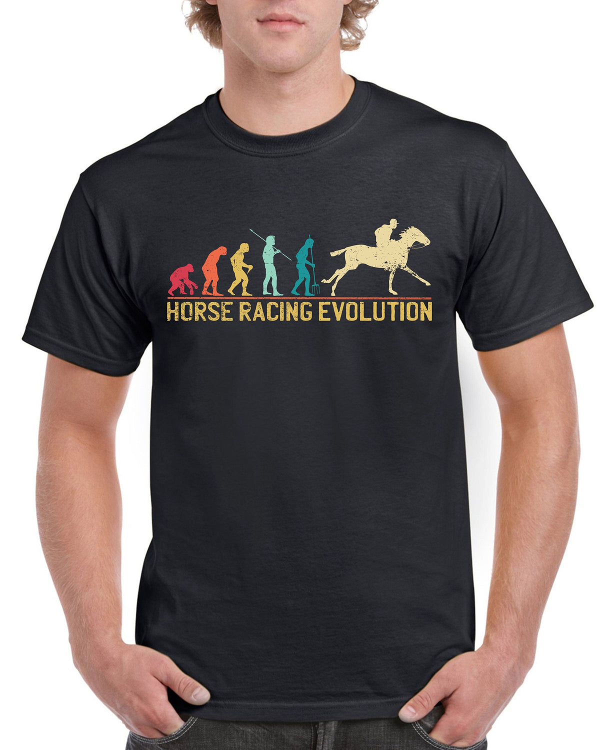 Top Gift TShirt for Dad Evolution of Horse Racing Sports Cotton Comfort Graphic Tee – Fan Favorite · Trending Graphic Apparel