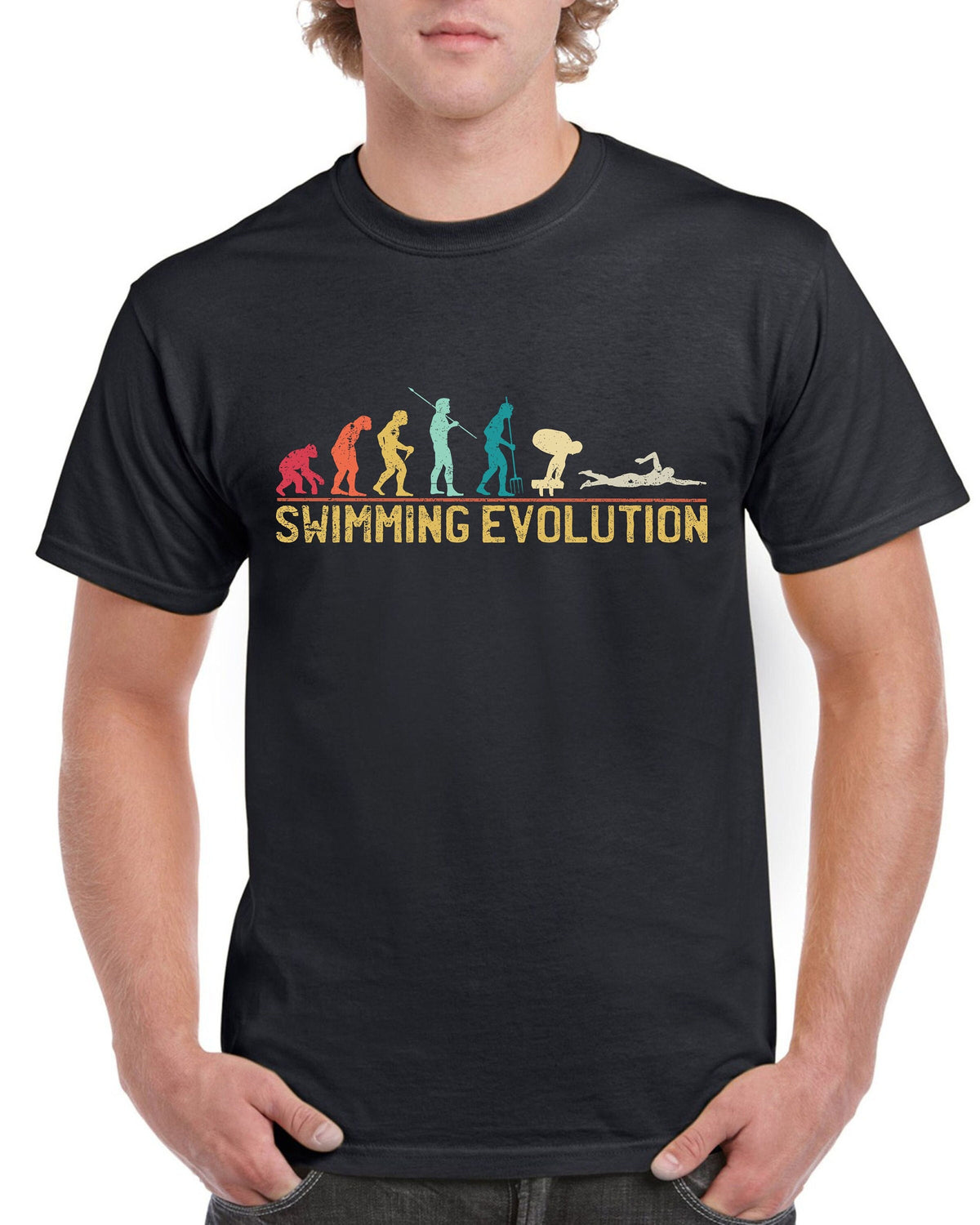 Top Gift TShirt for Dad Evolution of Swimming Sports Cotton Comfort Graphic Tee – Fan Favorite · Perfect For Daily Wear