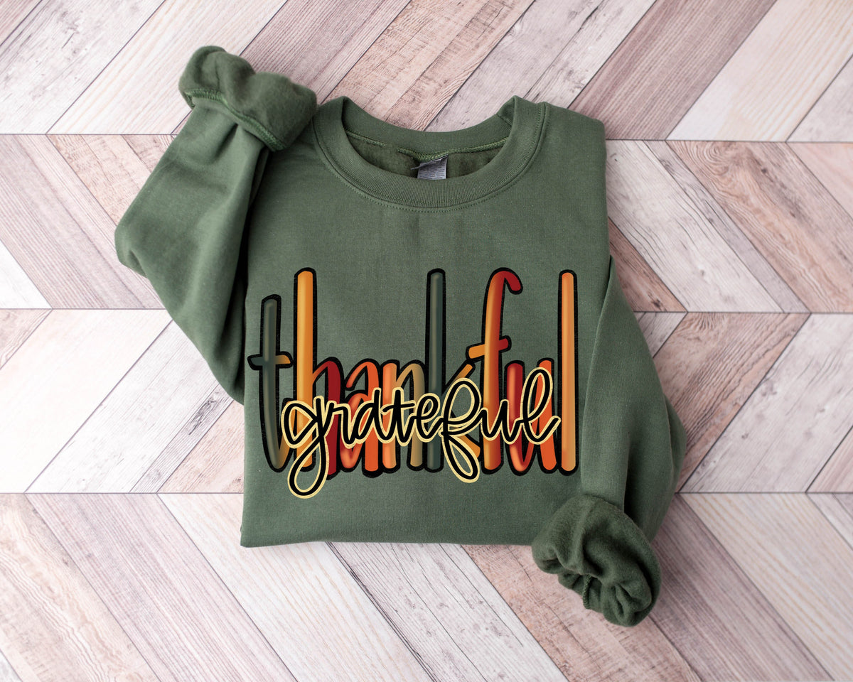 Thankful Grateful Blessed Sweatshirt Thanksgiving Sweatshirt Fall Sweatshirt Thanksgiving Gift Thankful Sweatshirt Grateful Sweatshirt Sweatshirt – Cozy Vibes · Top Pick For Any Outfit