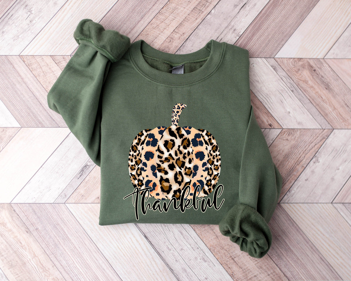 Leopard Pumpkin Sweatshirt Leopard Print SweatshirtWomens Fall SweatshirtFall SweatshirtThanksgiving ShirtThankful Fall Sweatshirt Sweatshirt – Cozy Vibes · Great Gift For Fans