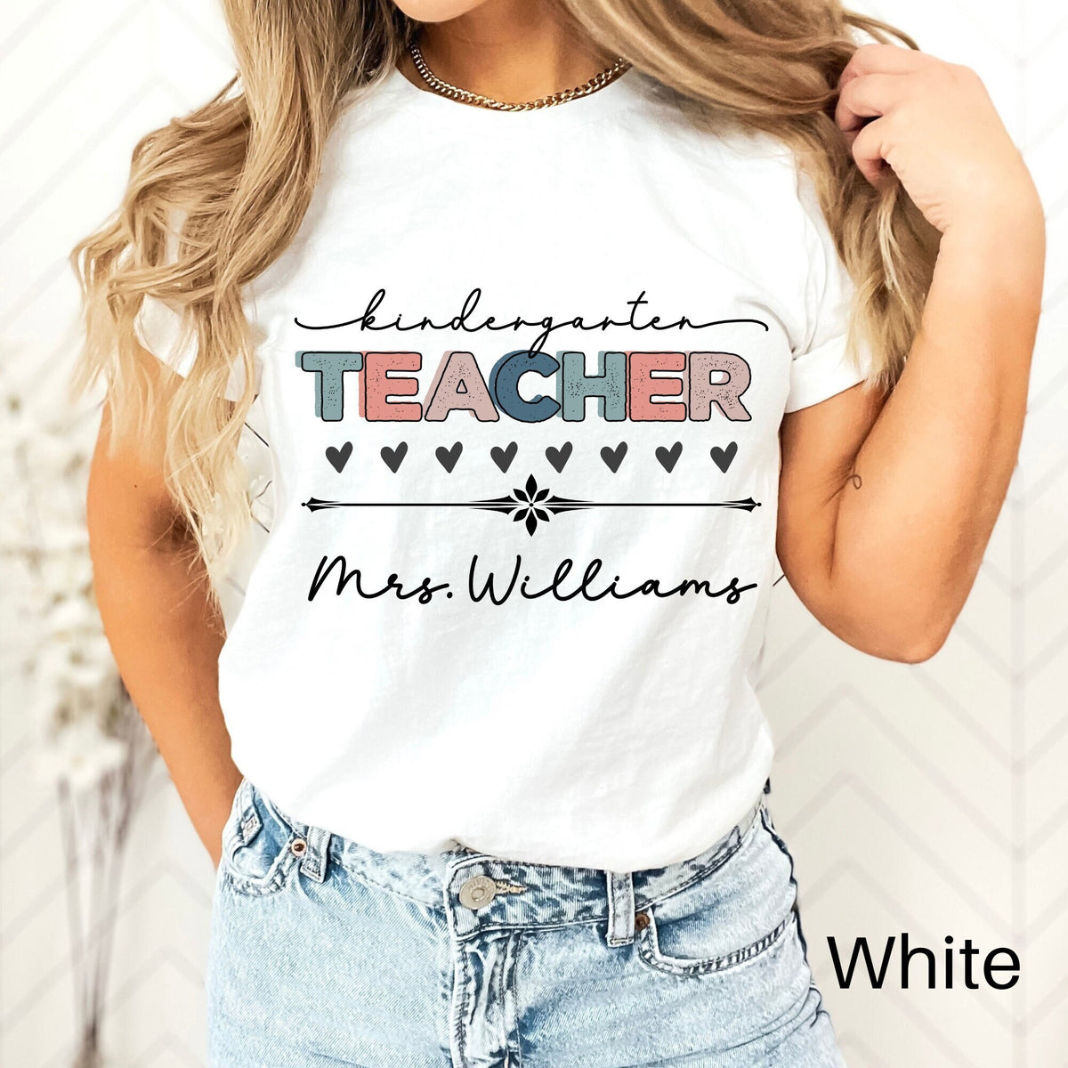 Custom Teacher Shirt Kindergarten Teacher Team Shirt Personalized School Gift Customized Name Teacher Tee Kindergarten Team Graphic Tee – Premium Graphic · Trending Graphic Apparel