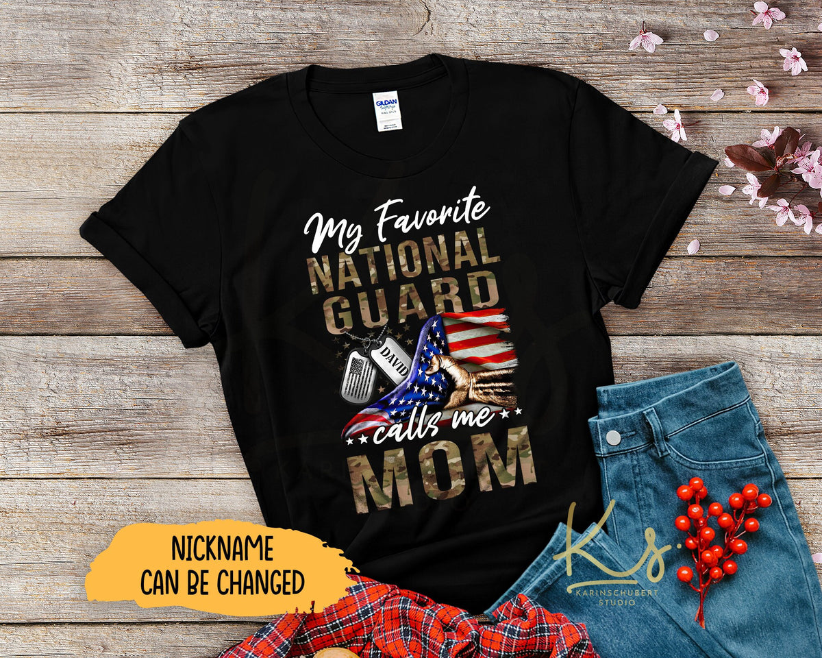 My Favorite National Guard Calls Me Mom Shirts Proud National Guard Dad National Guard Matching Family Shirts National Guard Graduation Graphic Tee – Bold Style · Perfect For Daily Wear