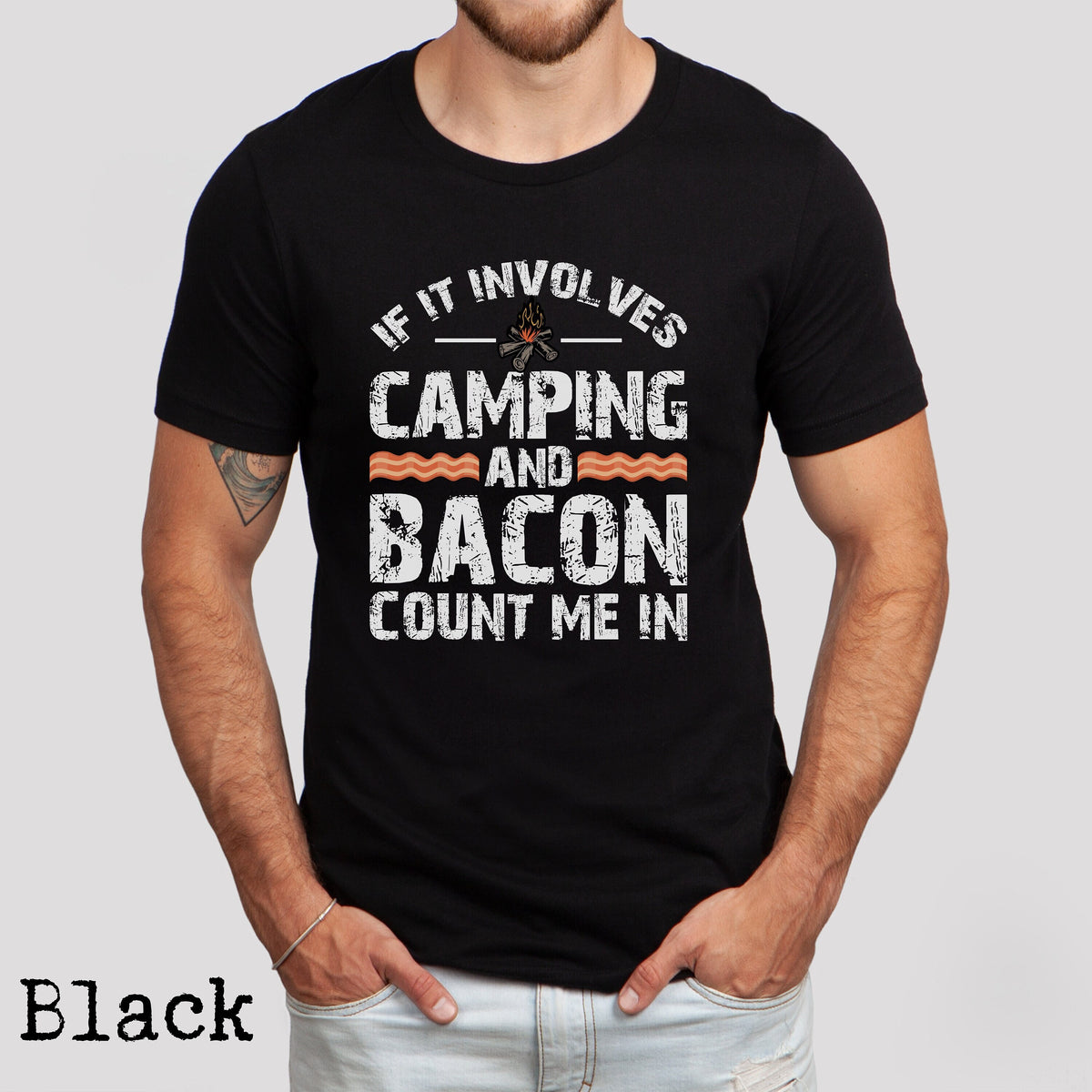 Camping Shirt Bacon Shirt Camping Lover Shirt Bacon Lover Shirt Funny Camping Shirt Camping Gift Camping Lover Gift Bacon Lover Gift Graphic Tee – Aesthetic Look · Top Pick For Any Outfit