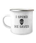 Funny Hockey Mom Mug Goalie Mom Gift I Spend He Saves Hockey Dad Goalie Dad Mother39s Day Mother39s Birthday Enamel Camping Mug Graphic Tee – Easygoing Wear · Perfect For Daily Wear