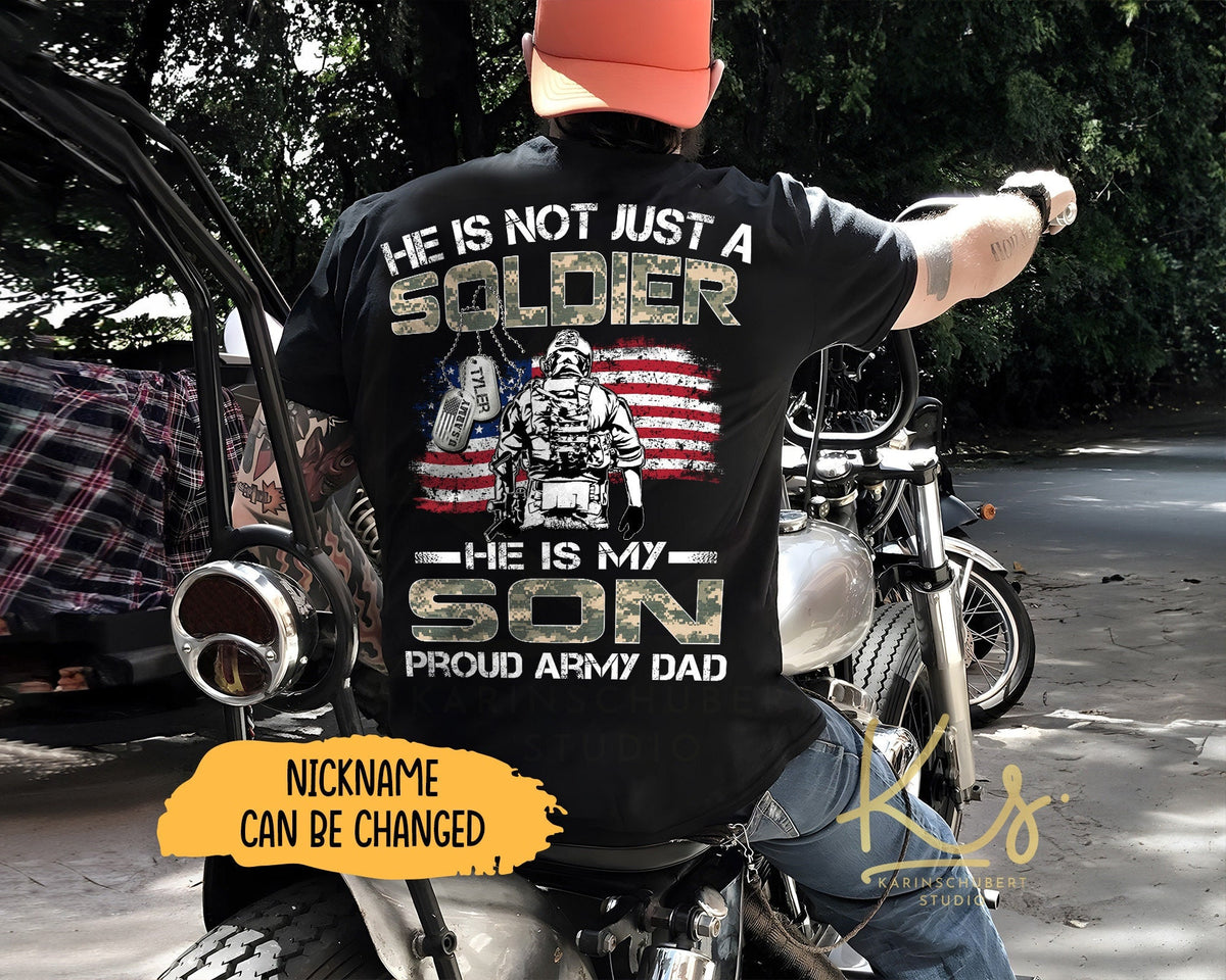 He Is Not Just A Soldier He Is My Son Proud Army Dad Custom Army Family Shirts Military Family Matching Shirts US Army Graduation Shirt Graphic Tee – Cozy Vibes · Great Gift For Fans