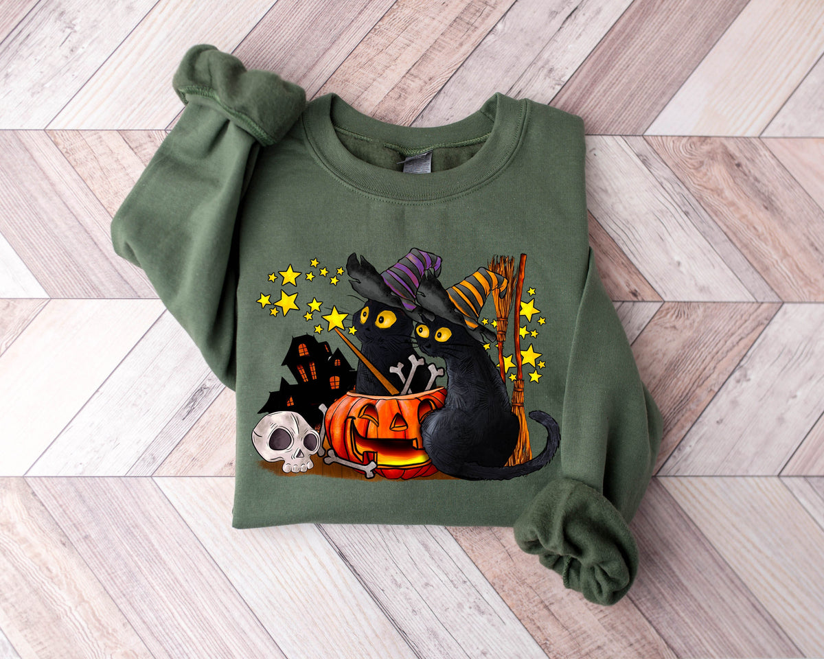 Cat halloween sweatshirt ghost cat shirt Halloween Sweater Halloween Cat Shirt Cat Lover Shirt Black Cat Shirt Spooky Season Sweatshirt – Everyday Comfort · Top Pick For Any Outfit