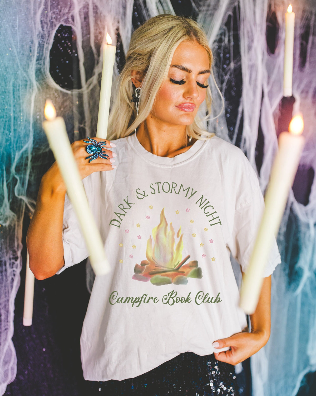 Cozy Mystery Tee Shirt for Reader or Librarian Halloween Campfire Book Club Tee Shirt Funny Bookish Gift for Spooky Reader or Bookworm Graphic Tee – Everyday Comfort · Trending Graphic Apparel