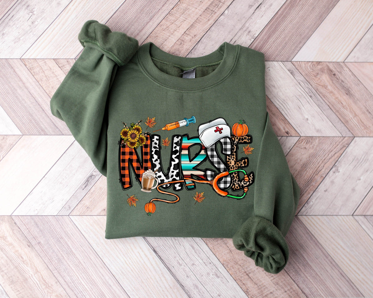 Thankful Nurse Sweatshirt Thanksgiving Nurse Shirt Nurse Turkey Hoodie Thanksgiving Gifts For Women T Shirt Gift For Nurse Hoodie – Cozy Vibes · High-Quality Print
