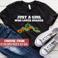 Funny Snake Shirts Cute Snake Tee Snake Lover Gift TShirt Snake Owner Funny Reptile Shirt Just A Girl Who Loves Snakes TShirt Graphic Tee – Warm & Stylish · Great Gift For Fans