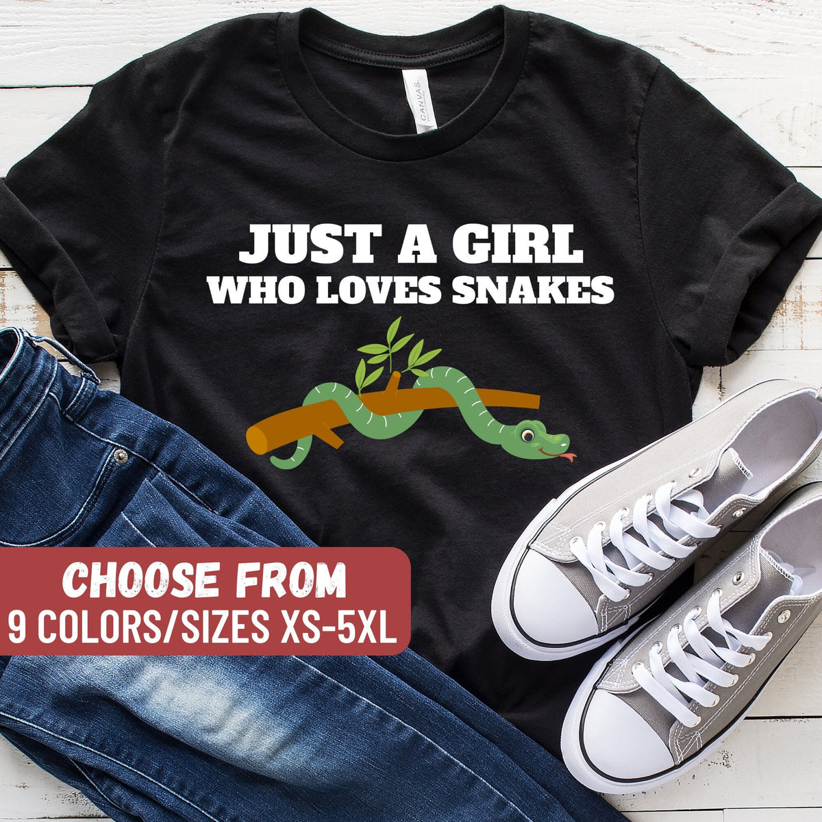 Funny Snake Shirts Cute Snake Tee Snake Lover Gift TShirt Snake Owner Funny Reptile Shirt Just A Girl Who Loves Snakes TShirt Graphic Tee – Warm & Stylish · Great Gift For Fans
