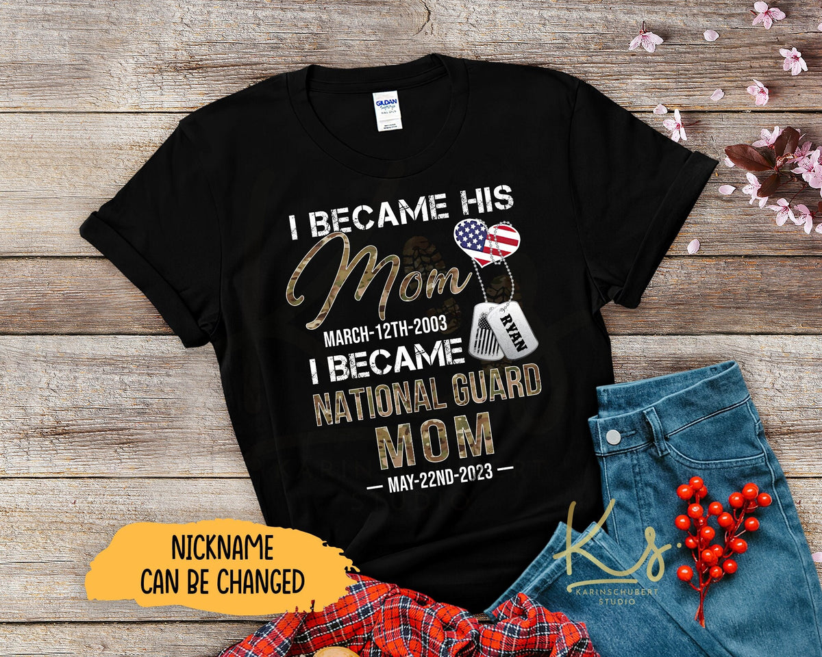 I Became His Mom I Became National Guard Mom Proud National Guard Mom National Guard Graduation National Guard Matching Family Shirts Graphic Tee – Everyday Comfort · Top Pick For Any Outfit