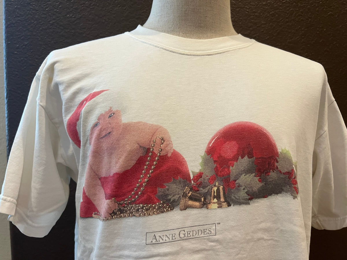 Vintage 9039s Anne Geddes Christmas Baby White T Shirt Size L Graphic Tee – Premium Graphic · Must-Have Style