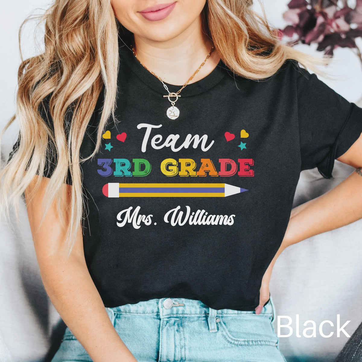 Custom Teacher Shirt 3rd Grade Teacher Team Shirt Personalized School Gift Customized Name Teacher Tee Third Grade Graphic Tee – Easygoing Wear · Perfect For Daily Wear