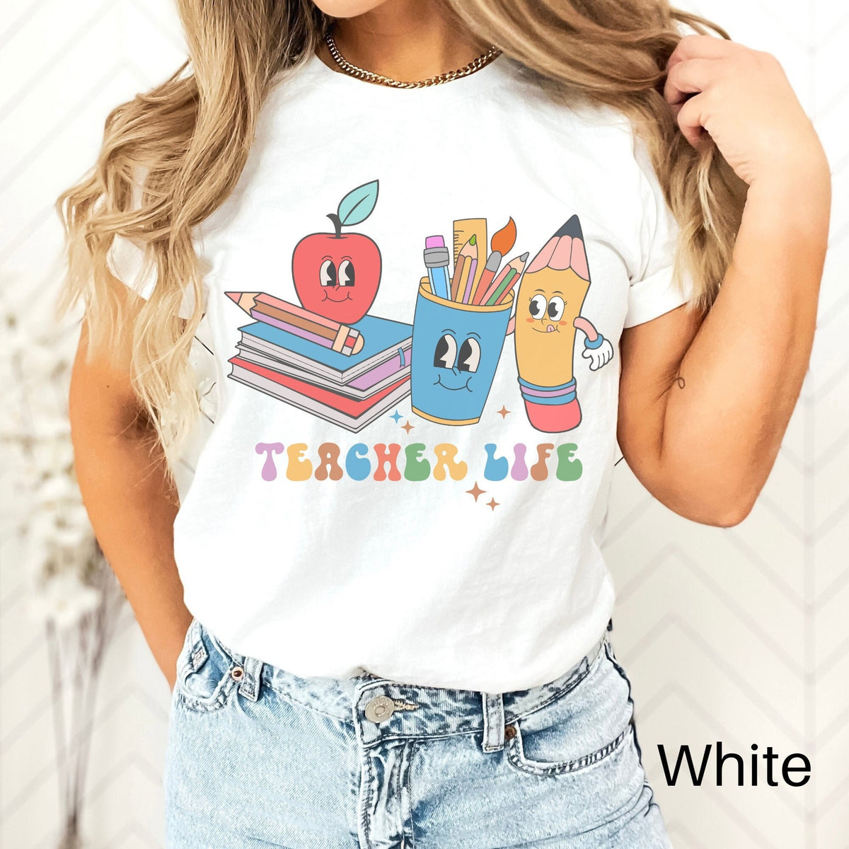 Teacher Life Shirt Retro Teacher Shirt Teacher Appreciation Gift Teacher Gift Teacher Shirt First Day of School Back to School Shirt Graphic Tee – Feel-Good Design · Top Pick For Any Outfit