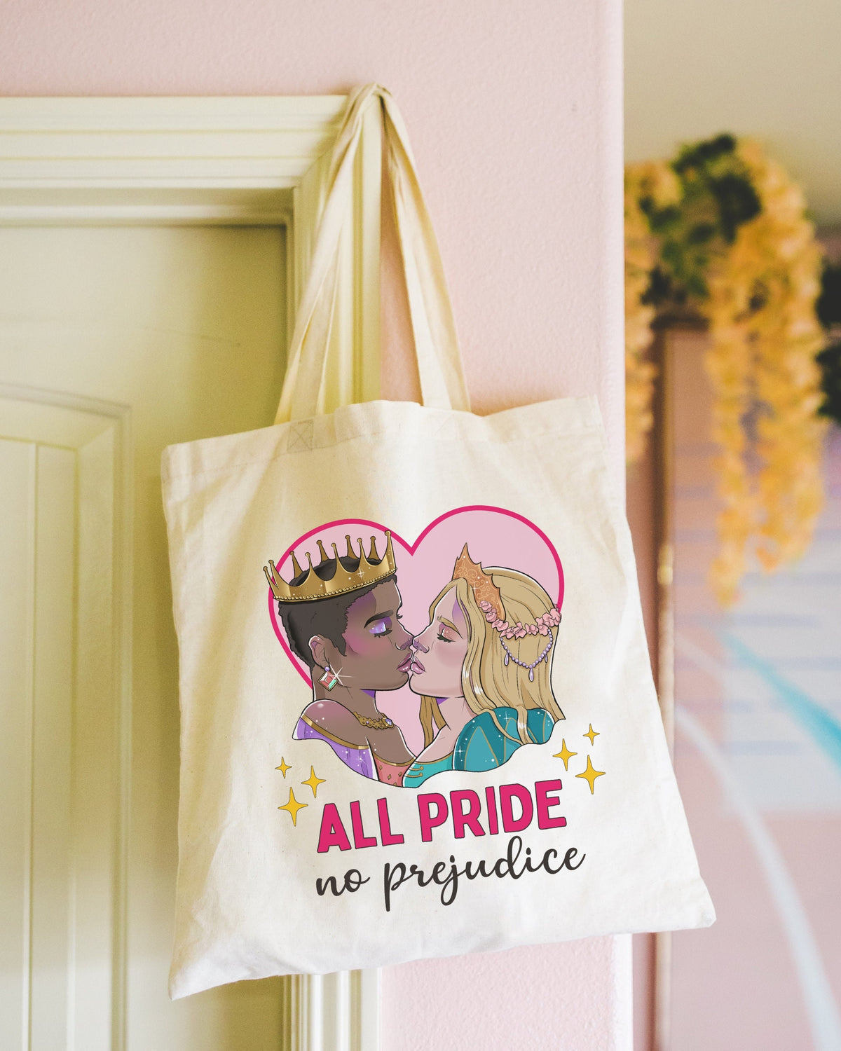 Colorful Bookish Tote Bag for Gay Rights All Pride No Prejudice Cute Equal Rights Tote for Fairy Tale Book Lover Read More Queer Books Tote Bag – Cozy Vibes · High-Quality Print