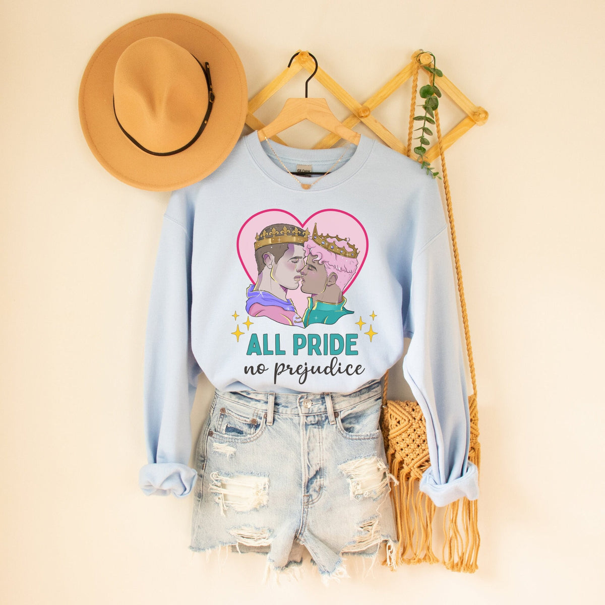 Colorful Bookish Sweatshirt for Gay Rights All Pride No Prejudice Cute Equal Rights Shirt Fairy Tale Book Lover Read More Queer Books Sweatshirt – Aesthetic Look · Must-Have Style