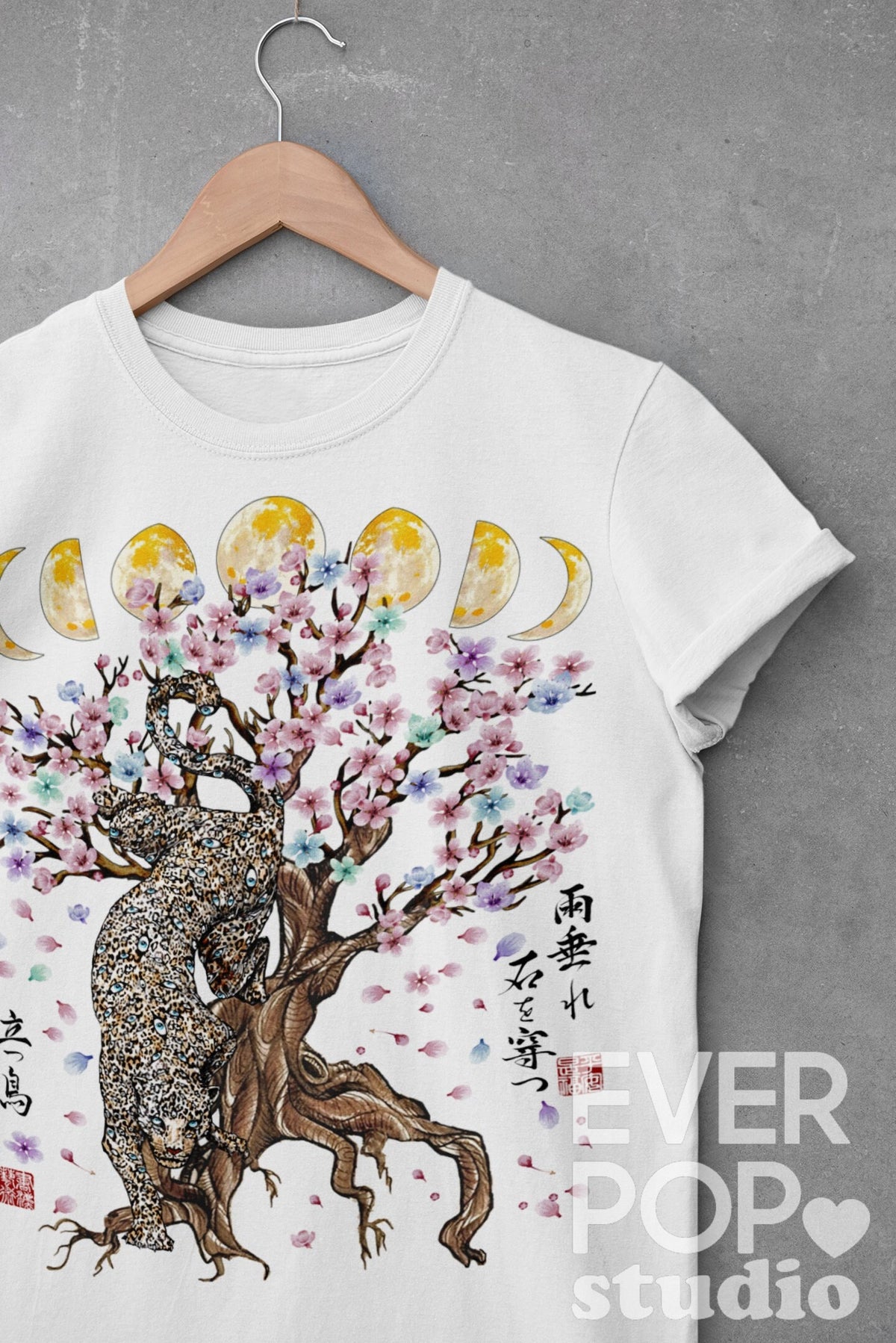 Jaguar Leopard Shirt Cheetah Eye Tshirt Japanese Graphic Tee Cheery Blossom Print Animal Moon Tree Streetwear T Shirt Sakura Flower Graphic Tee – Easygoing Wear · Top Pick For Any Outfit