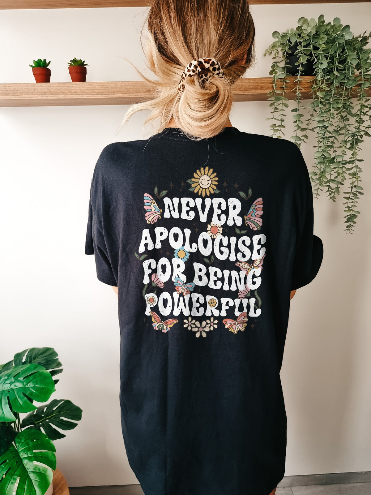Inspirational TShirt Boho Gift For Her Mental Health Shirt Butterfly And Flowers TShirt Never Apologise For Being Powerful TShirt Graphic Tee – Bold Style · Must-Have Style
