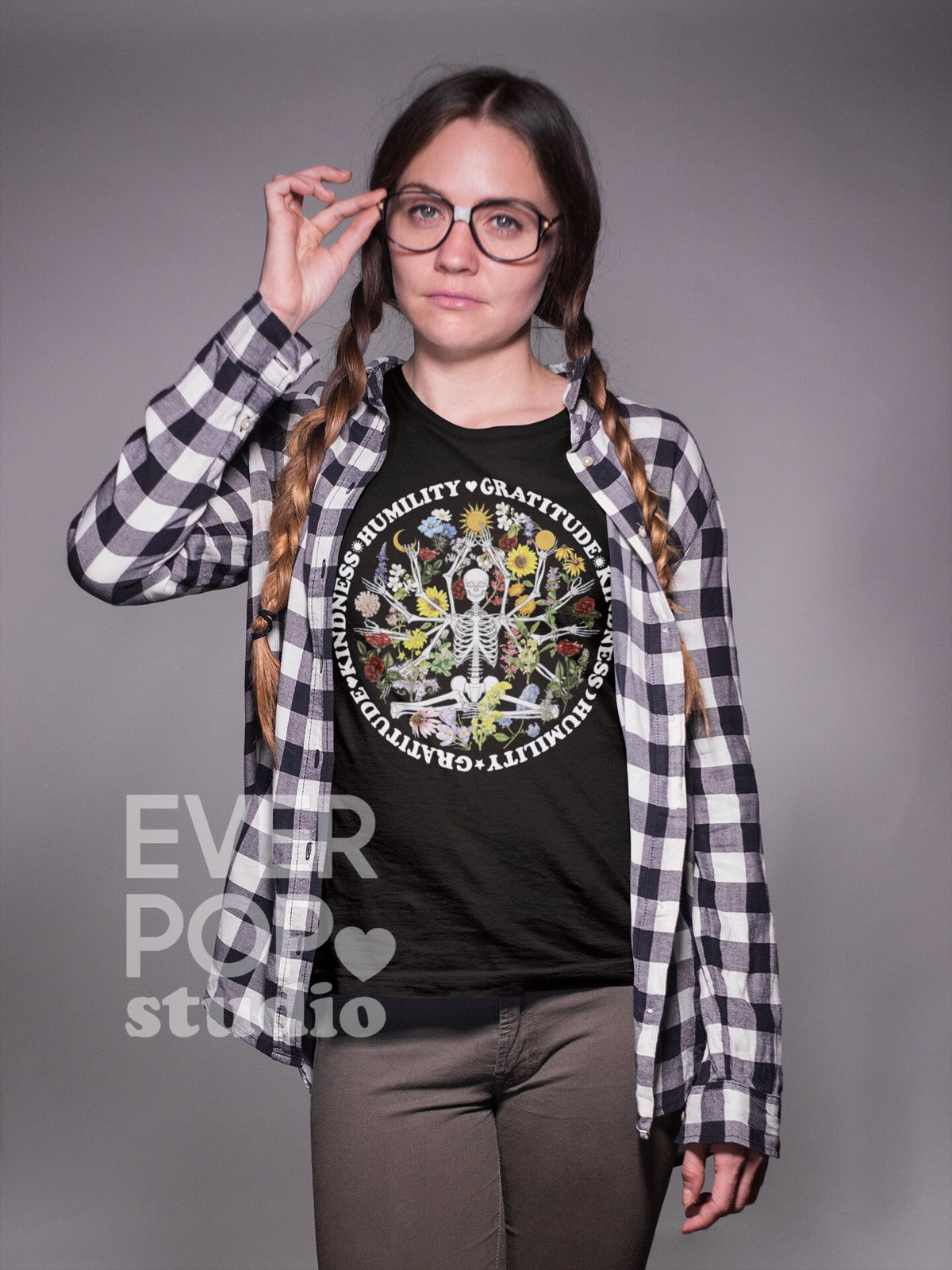 Skeleton Yoga Shirt Cute Gothic T Shirt Goth Graphic Tshirt Soft Meditation Tee Trendy Witch Print Wildflower T Shirt Stylish Floral Graphic Tee – Everyday Comfort · Trending Graphic Apparel