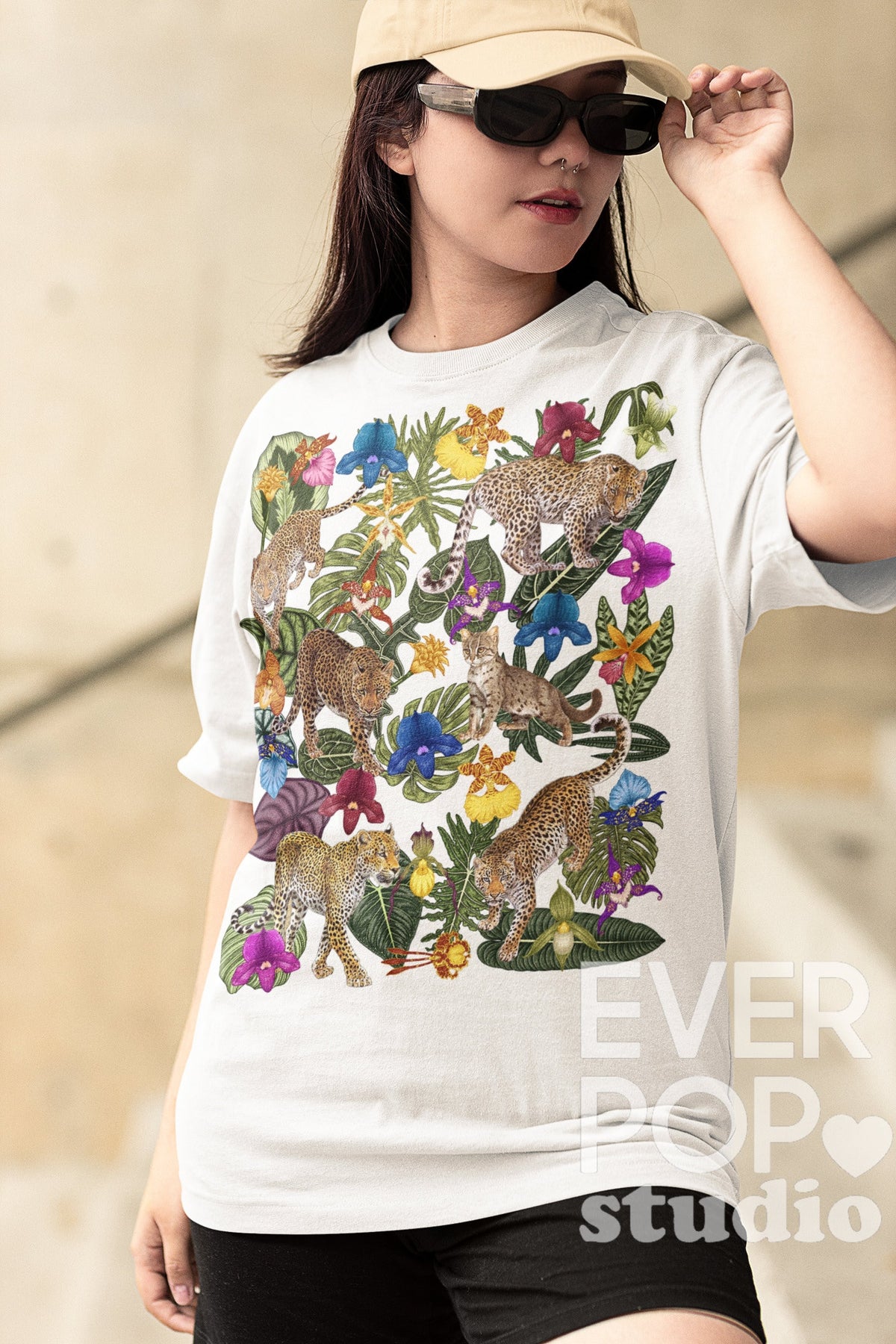 Leopard Graphic Tee Cool Cheetah Shirt Cat Animal Tshirt Stylish Floral Print Trendy Colorful Top Safari Zoo T Shirt Tropical Jungle Graphic Tee – Aesthetic Look · Top Pick For Any Outfit