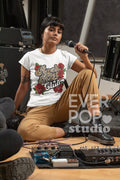 Rock N Roll Shirt Music Graphic Tee Cute Leopard Tshirt Cool Punk T Shirt Rose Flower Shirts Cheetah Animal Print Floral Concert Top Graphic Tee – Bold Style · High-Quality Print