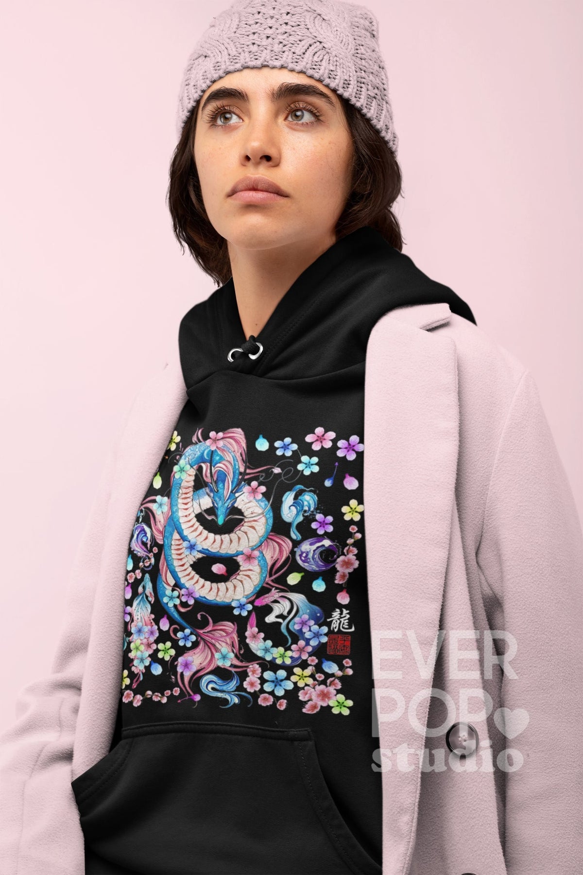 Urban Dragon Hoodie Japanese Sweatshirt Cheery Blossom Shirt Streetwear Sweater Harajuku Graphic Tee Colorful Flower Art Asian Print Hoodie – Cozy Vibes · Perfect For Daily Wear