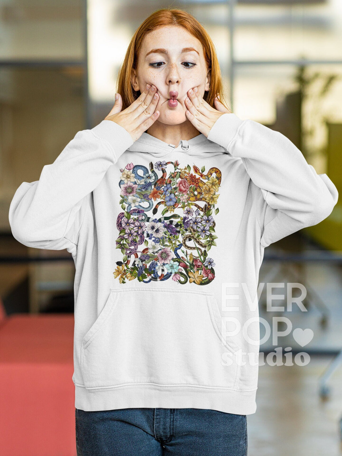 Snake Floral Hoodie Animal Sweatshirt Safari Zoo Sweater Reptile Graphic Tee Wildlife Hoody Shirt Boho Jungle Pullover Fall Winter Hoodie – Feel-Good Design · Must-Have Style