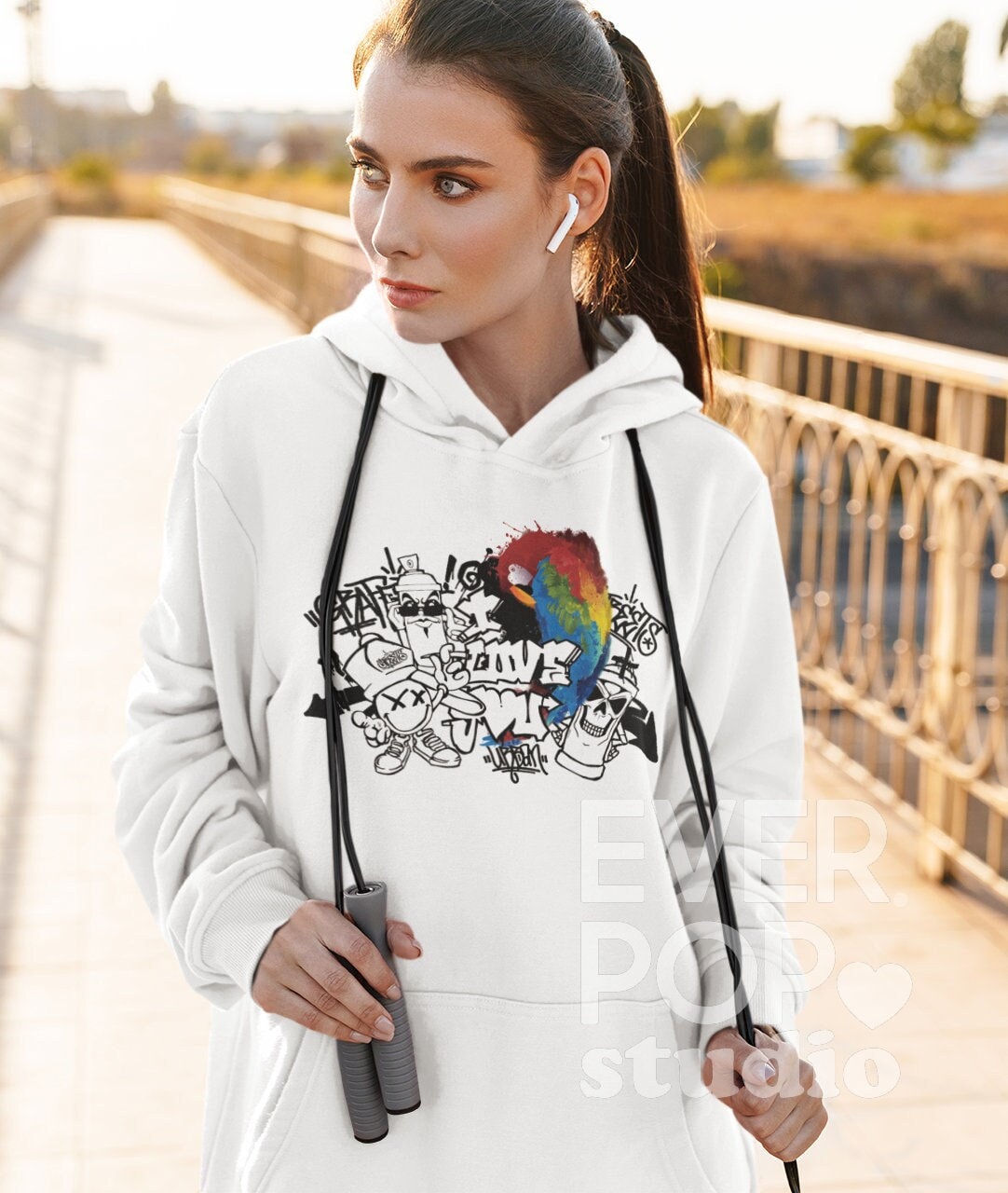 Cute Graffiti Hoodie Streetwear Sweater Parrot Graphic Tee Cozy Bird Fleece Top Hip Hop Jumper Cute Urban Hoodies Aesthetic Clothing Hoodie – Warm & Stylish · Top Pick For Any Outfit