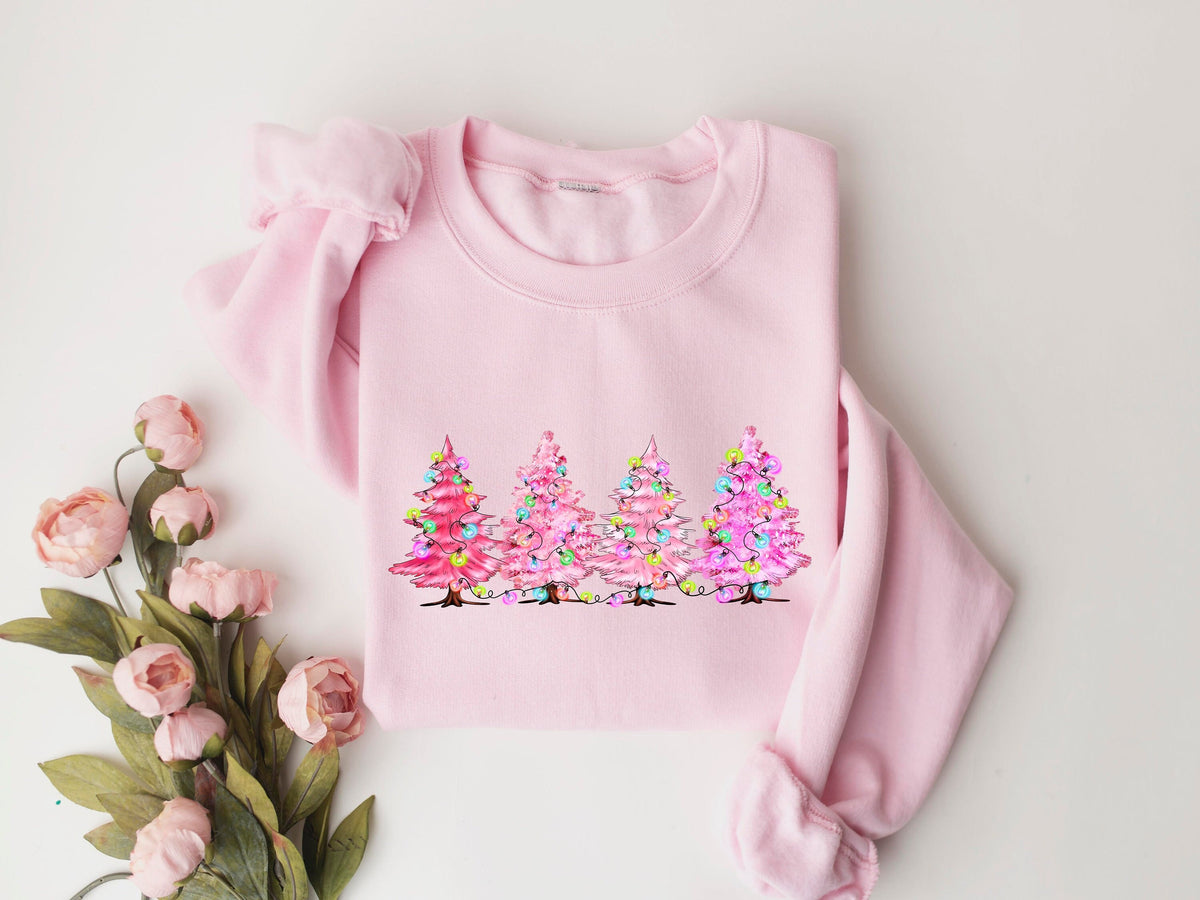 Pink Tree Christmas SweaterChristmas SweaterChristmas GiftChristmas Tree SweatshirtHoliday Sweaters for WomenWinter Sweatshirt Sweatshirt – Premium Graphic · High-Quality Print