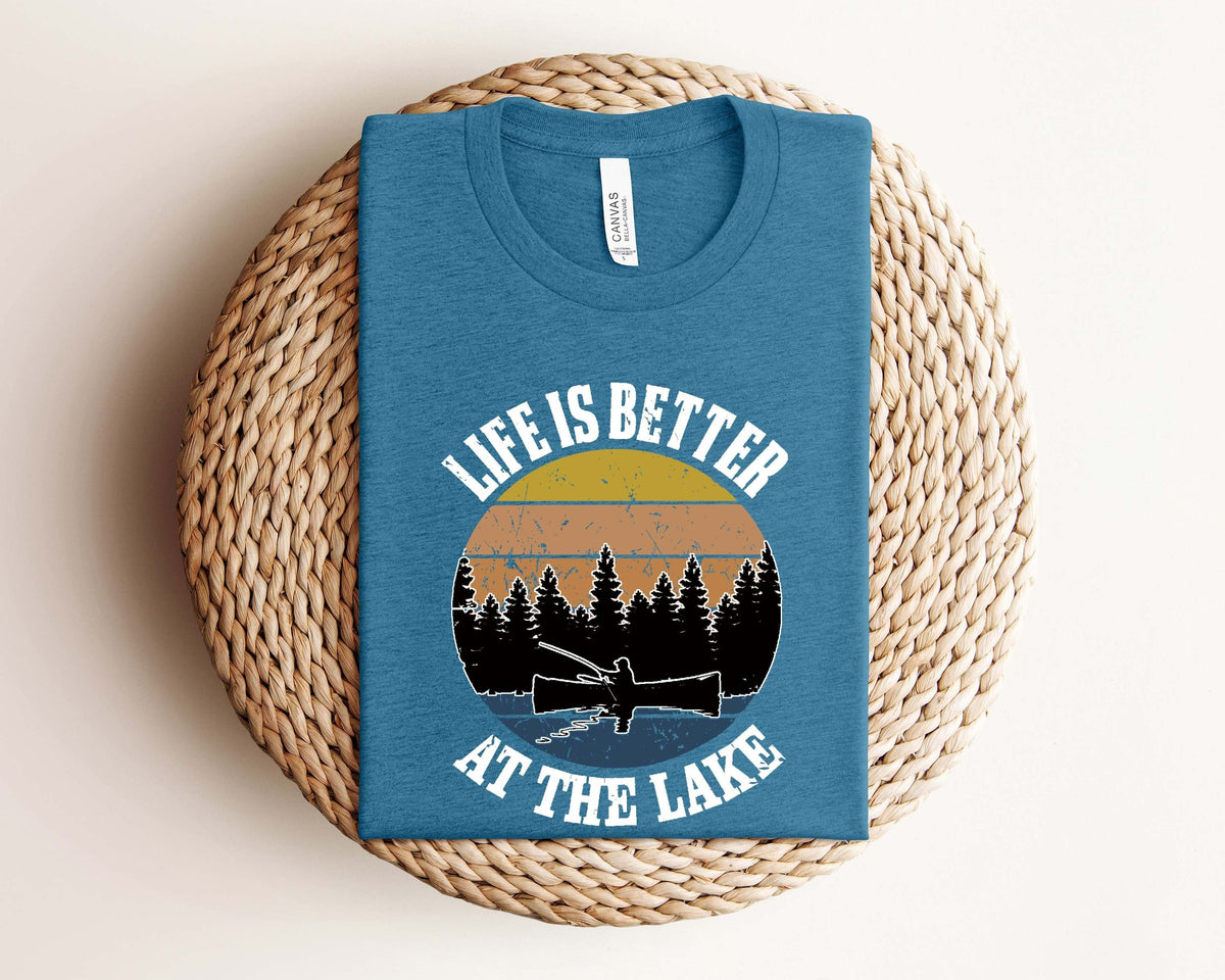 Life Is Better At The Lake Short Sleeve Tee Summer Tee Vacation Tee Lake Shirt Unisex Shirt Graphic Tee Summer Camp Tee Graphic Tee – Easygoing Wear · Perfect For Daily Wear